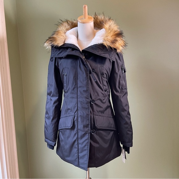 NWT S13 New York Womens Alps Mid Length Down Parka with Faux Fur Hood - Size XS - Picture 11 of 14